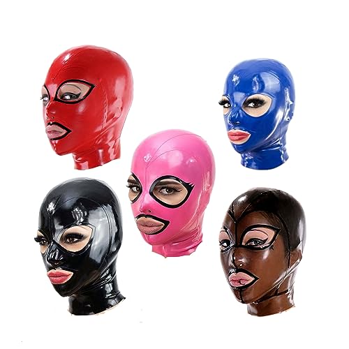 BDSMLV Latex Mask Men/Women SM Bondage Maske 5 Farben 6 Größen Halloween Party Cosplay Mask BDSM Sex Mask Latex Costume Headwear Extreme Slave Bondage Fetish Head Mask Sex Toys,S,Clear von LRXETSHOP