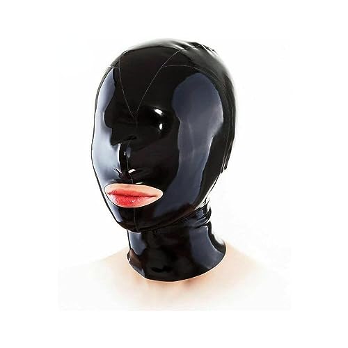 BDSMLV Latex Masks Sex Masks Bondage Sex Toy Women's SM Masks Rubber Masks Fetish Halloween Masks Prom Masks Extreme Sex BDSM,L,Black von LRXETSHOP