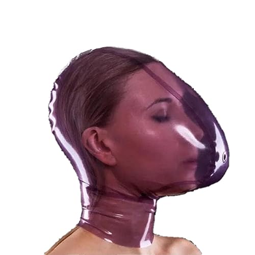 Full Enclosed Choking Latex Mask, Breathing Mask, Bondage Fetish, Extreme Sex Toys, Halloween Mask for Men and Women, Sex Mask, Latex BDSM with Zip, Sex Toy for Couples,L,Purple von LRXETSHOP
