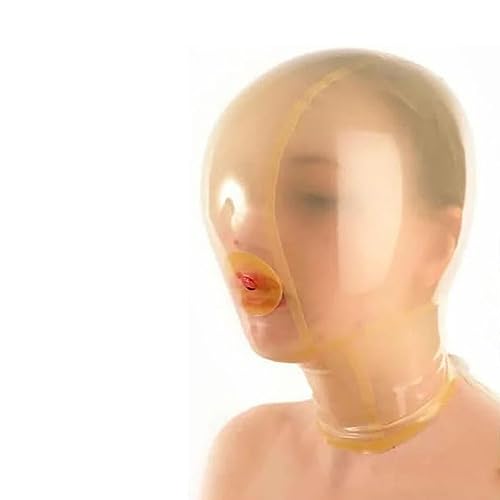 YXBLV Bondage Latex Maske,BDSM Maske Clear Latex Masken Masquerade Cosplay Masks Latex Halloween Masks Fetish Headgear Mask Latex Sex Toy for Mann Frau,M,Clear von LRXETSHOP