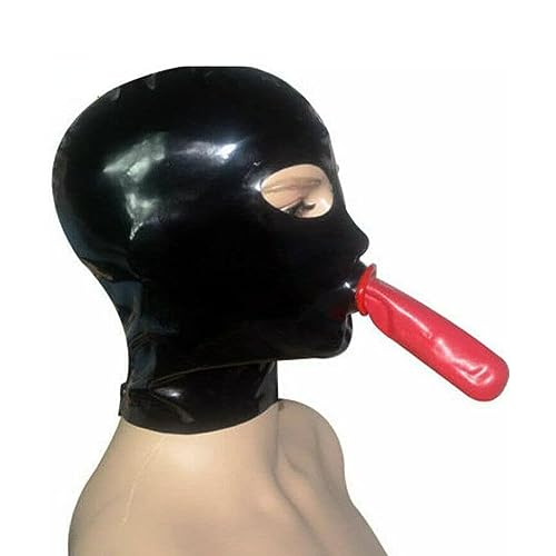 YXBLV Fetish Slave BDSM Gag Latex Mask Bondage Cosplay Halloween Mask Headgear SM Extreme Rubber Mask Latex Sex Toy for Men and Women Adult Sex Toys,S,Black von LRXETSHOP