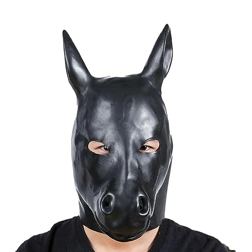 YXBLV Halloween Headgear Latex Mask Sex Toy for Cosplay Pig/Dog/Donkey Latex Personality mask Head Mask Animal Headgear Bondage Fetish Rubber Mask SM Sex Games Animal mask,S, Donkey mask von LRXETSHOP