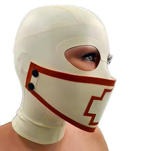 YXBLV Latex Mask, BDSM Mask, Removable Mask, Latex, 2 Colors SM Mask Bondage Mask Halloween Mask Cosplay Party Rubber Mask Sex Mask Extreme Fetish Sex Toy for Men and Women,XXL,White von LRXETSHOP