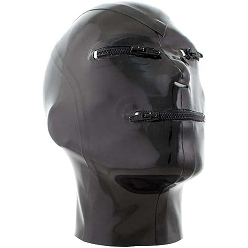 YXBLV Latex Mask Four Styles Eyes Mouth Zipper Halloween Headgear Party Mask Sexual Bondage Rubber Mask Fetish Slave Headgear BDSM Mask Erotic SM Game Masks for Men and Women,M,A von LRXETSHOP