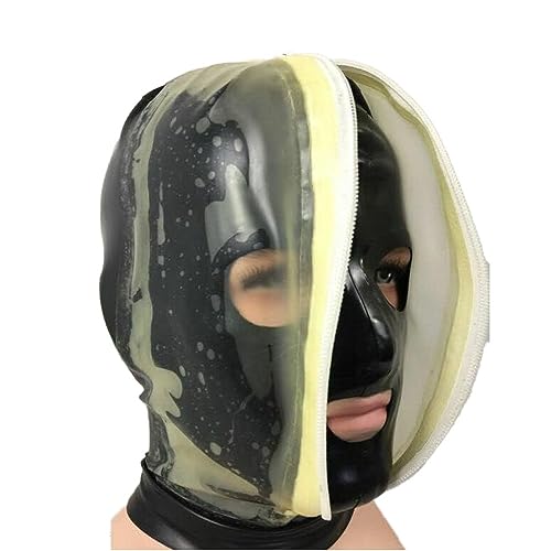 YXBLV Latex Masken,Bondage Masken Double Layer Suffocation Masken Front and Back Zipper SM Male and Female Mask Halloween Mask Masquerade Cosplay Fetish Extreme BDSM Masken Adult Sex Toys,L,Black von LRXETSHOP