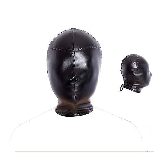 YXBLV Leather Mask,SM Mask Full Cover Face Bondage Sex Mask Adjustable BDSM Sex Toy Fetish Halloween Mask Masquerade Mask for Couples Leather Mask Headwear for Men and Women,M,Black von LRXETSHOP