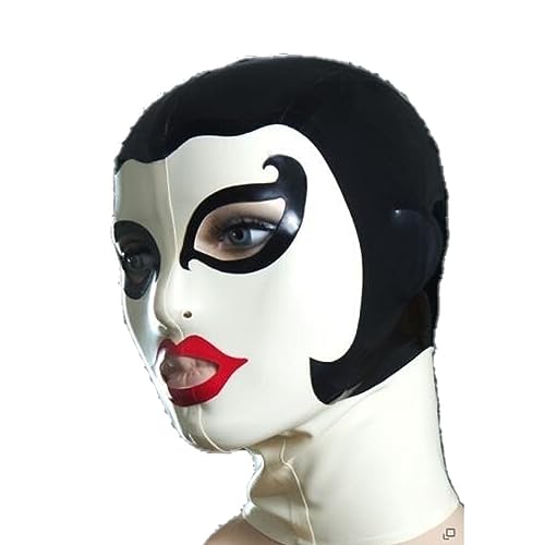 YXBLV Sexy Latex Mask Halloween Party Cosplay 5 Styles Optional Latex Mask Bondage Mask Headgear BDSM Fetish Latex Sex Toy Erotica SM Mask for Men and Women,XXL,D von LRXETSHOP