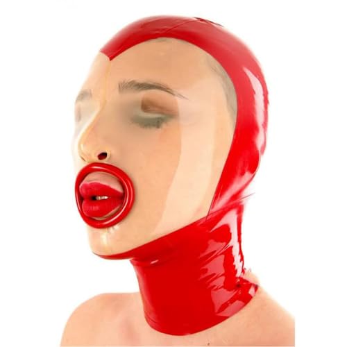 YXBLV Sexy Latexmasken Bondage Masken Cosplay Masken BDSM Masken Masken Latex SM Frau Maskerade Masken Halloween Masken Fetisch Mundöffnung Atemlöcher Sexspielzeug Für Erwachsene,L,Red von LRXETSHOP