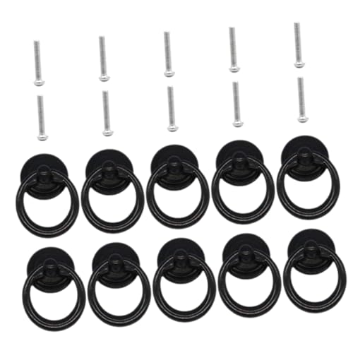 LRXIYODE 10 Stück Vintage Runde Schrankgriffe Metall Pull Handle für Küchenschränke Retro Design für Möbel und DIY Projekte Einfache Installation Schwarz von LRXIYODE