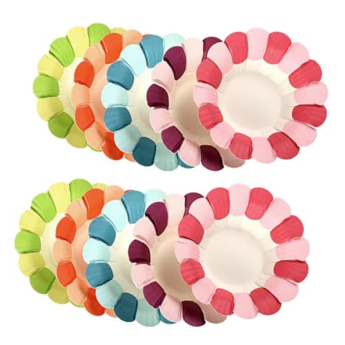 LRXIYODE 100 Stück Bunte DIY Pappteller Blumenform Handgemachte Papierplatten für Bastelarbeiten Leichte Farbige Wanddekoration Geeignet für Kinderhandwerk und Partys von LRXIYODE