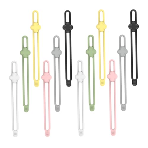 LRXIYODE 12 Stück Teiliges Silikon Kabelbinder Selbstklebend Wiederverwendbar Elastische Kabel Organizer Straps für Kabelmanagement Büro und Zuhause Langlebige Kabelhalter in Farben von LRXIYODE
