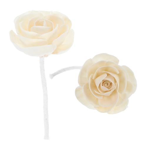LRXIYODE 2 Stück Diffuser Blumen mit Baumwolldocht Künstliche Duftstäbchen für Ätherische Öle Duftender Raumdiffusor Nachfüllset für Wohnzimmer Büro Schlafzimmer Beige Wartungsfrei von LRXIYODE