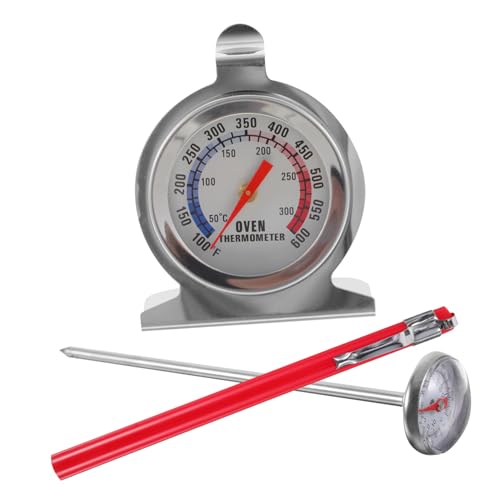 LRXIYODE 2 Stück Präzises Grillthermometer Temperaturmesser mit Probe für Bbq Ofen und Getränke Analoges Küchenthermometer für Vielseitige Anwendungen von LRXIYODE