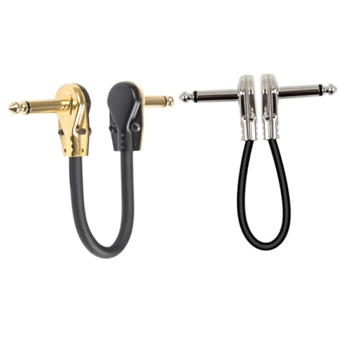 LRXIYODE 2 Stück Teiliges Gitarren Effektgerät Patchkabel Flach PVC Mantel Metallkerniger Effektkabel mit Geringem Kapazitätsrauschen Geräuschunterdrückend Hohe Signaltreue für Gitarren von LRXIYODE