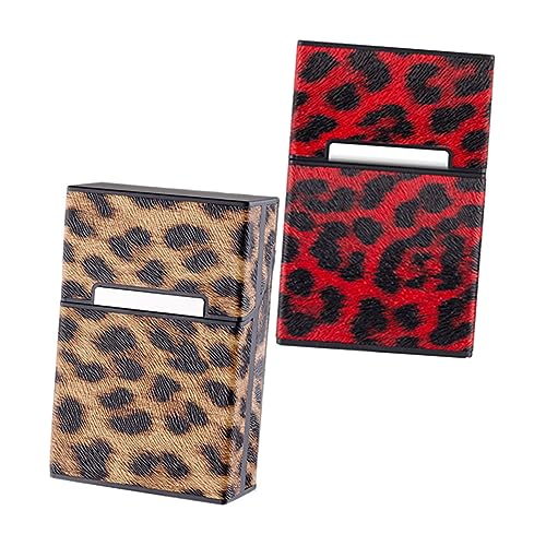 LRXIYODE 2 Stück Tragbare Zigarettenboxen Schutzcover für Outdoor Nutzung Kreative Leopard Muster Zigarettenhülle Gelb Rot für Zigaretten für Raucher von LRXIYODE