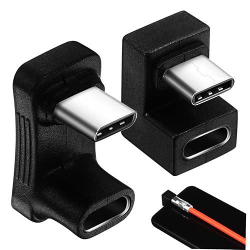 LRXIYODE 2 Stück USB C Winkeladapter U Form USB C Stecker Buchse Kompatibel für Notebook Smartphone Tablet Vielseitig Tragbar Plug Play von LRXIYODE