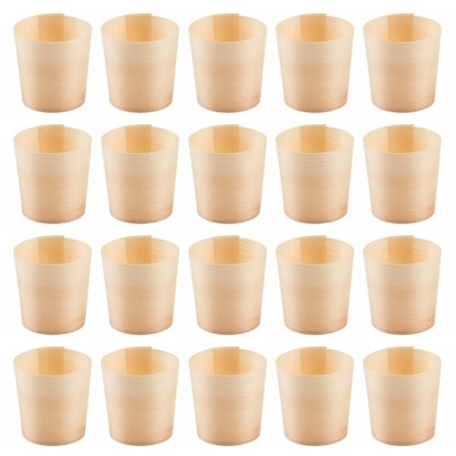 LRXIYODE 20 Stück Teiliges Runde Holzbecher aus Nachhaltigem Holz Umweltfreundlich und Biologisch Abbaubar für Heiße und Kalte Getränke für Outdoor events Picknick Party Wiederverwendbar von LRXIYODE