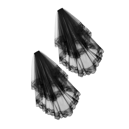 LRXIYODE 2Stücke Eleganter Schwarzer Brautschleier mit Kamm Doppelschichtig Spitzendesign für Hochzeiten und Halloween Gothic und Vintage Stil und LRXIYODE 2Stücke Eleganter Schwarzer Brautschleier mit Kamm Doppelschichtig Spitzendesign für Hochzeiten und Halloween Gothic und Vintage Stil und von LRXIYODE