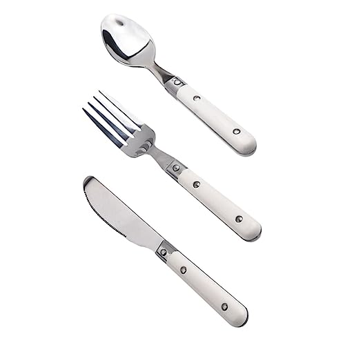 LRXIYODE 3Stücke Kinderbesteck Set Teilig Leichtes Design Sicheres Geschirr für Jungen und Mädchen für Tägliche Mahlzeiten Spülmaschinenfest Weiß von LRXIYODE