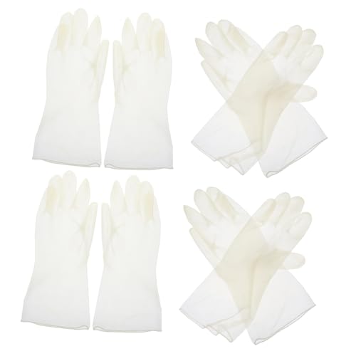 LRXIYODE 4 Paare Wiederverwendbare Wasserdichte PVC Reinigungshandschuhe Rutschfest und Langlebig für Geschirrspülen Haushaltsreinigung Küche und Waschen Transparent Weiß von LRXIYODE