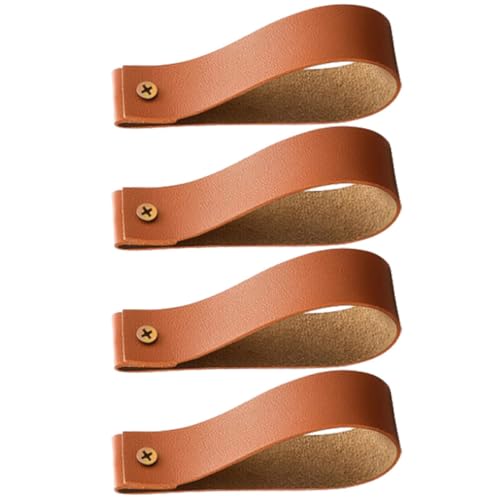 LRXIYODE 4 Stck. Wandmontierte Lederhaken für Vorhangstangen Multifunktionale Halter für Handtücher Geeignet für Badezimmer Küche und Schlafzimmer Dekorativer Boho Stil Tiefbraun von LRXIYODE