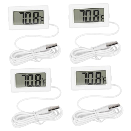LRXIYODE 4 Stück Digitale Temperaturanzeige für Aquarien Wasserdichtes Thermometer mit Großer Anzeige Geeignet für Fischbecken Schlafzimmer und Gewächshäuser Weiße Farbgebung Präzise von LRXIYODE