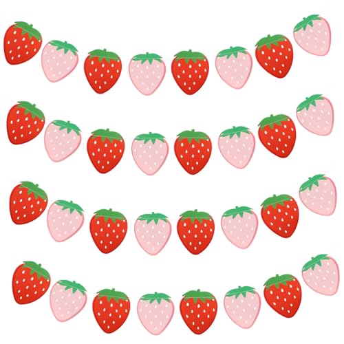 LRXIYODE 4 Stück Teiliges Erdbeer Girlande Party Deko Papier Hängeschmuck mit Farbverlauf Leichte und Vielseitige Erdbeer Wimpelkette für Geburtstage Hochzeiten und Kinderpartys LRXIYODE 4 Stück Teiliges Erdbeer Girlande Party Deko Papier Hängeschmuck mit Farbverlauf Leichte und Vielseitige Erdbeer Wimpelkette für Geburtstage Hochzeiten und Kinderpartys von LRXIYODE