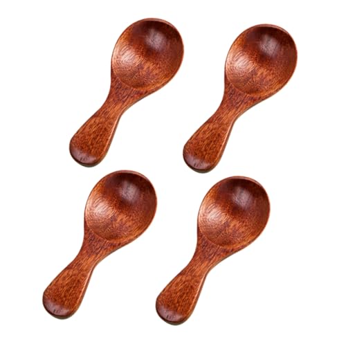 LRXIYODE 4 Stück Teiliges Mini Holzlöffel aus Langlebigem Nanmu Holz Kurzstielig Hitzebeständig und Sicher für Milchpulver Desserts Eis und Suppen Klassische Handgefertigte von LRXIYODE
