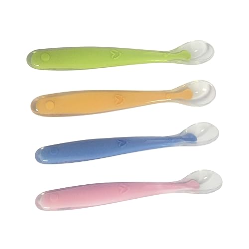 LRXIYODE 4 Stück Teiliges für Junge Mädchen Sanftes Training Selbstfüttern für Beikost Zufällige Farben Ergonomisch Gestaltet für Zahnen Zufällige Farbe Zufällige Farbe von LRXIYODE