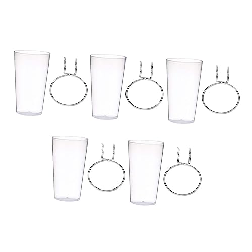 LRXIYODE 5 Sätze Pegboard Becher mit Haken Runde Aufbewahrungsbehälter für Werkstätten Büro und Bastelräume Transparent für Kleine Gegenstände Installieren von LRXIYODE