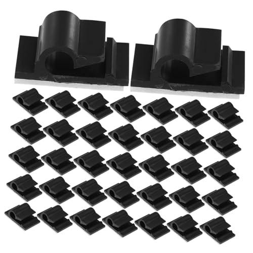 LRXIYODE 50 Stück Selbstklebende Kabelhalter aus Schwarzem Langlebige Kabelclips für Effektives Kabelmanagement Am Schreibtisch und Zuhause für Netzkabel USB Ladekabel Einfache Anbringung von LRXIYODE