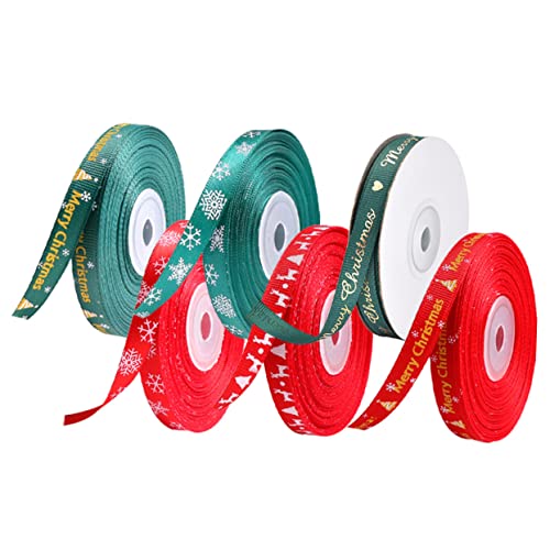 LRXIYODE 6 Stück Teiliges Weihnachtsband für und Dekoration Breit Rot und Grün mit Weihnachtlichen Motiven für Weihnachtsbaum und Festlichkeiten von LRXIYODE