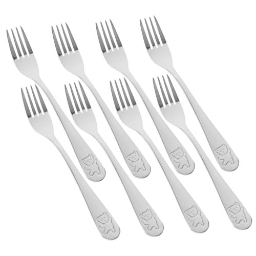 LRXIYODE 9 Stück Teiliges Set Gabeln Cartoon Bär Design Kindergeschirr für Obst Kuchen und Snacks Spülmaschinenfest und Rostfrei von LRXIYODE