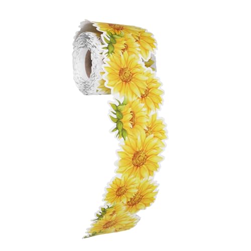 LRXIYODE Blumen und Blattmuster Pinnwand Bordürenpapier im Boho und Tropischen Stil Selbstklebende Dekoration für Frühling und Sommer für Klassenzimmer und von LRXIYODE