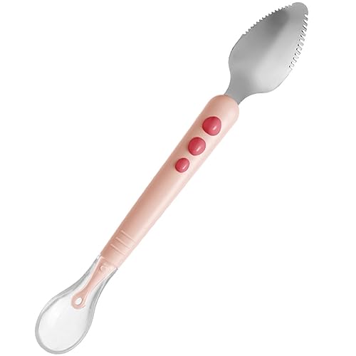 LRXIYODE Doppelkopf Silikon Löffel für Junge Mädchen Fütterungslöffel mit Aufbewahrungsbox Ergonomisch und Sicher für Beikosteinführung für Obstpüree und Selbstständiges Essen Rosa Farbe von LRXIYODE