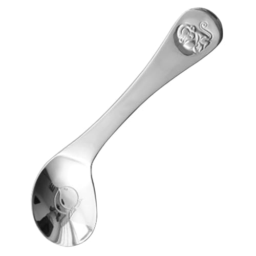 LRXIYODE Edelstahl Kinderfütterlöffel Gebogen Links Ergonomisch Trainingslöffel Lernbesteck Frei Robust für Selbstständiges Essen Kleinkinder von LRXIYODE