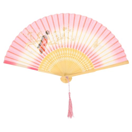LRXIYODE Eleganter Chinesischer Faltfächer aus Seide mit Quaste Retro Handfächer für Tanz Dekoration und Foto Requisiten Leicht und Tragbar für Hochzeiten und Partys von LRXIYODE