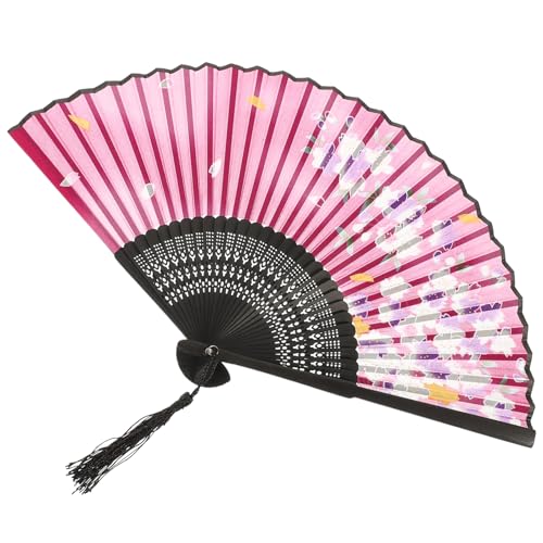 LRXIYODE Faltbarer Asiatischer Handfächer mit Quaste Chinesischer Stil für Tanz Hochzeiten Partys und Dekoration Design Handgefertigt aus Sicherem Material als für Kreative Anlässe von LRXIYODE