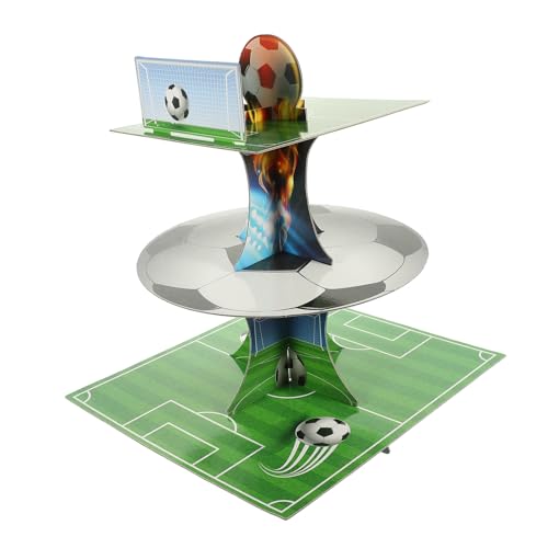 LRXIYODE Fußball-Themen Tortenständer Dreilagiger Dekorativer Kuchenhalter Für Partys Zur Präsentation Von Desserts Früchten Und Kuchen Bei Hochzeiten Geburtstagsfeiern Und Anderen von LRXIYODE