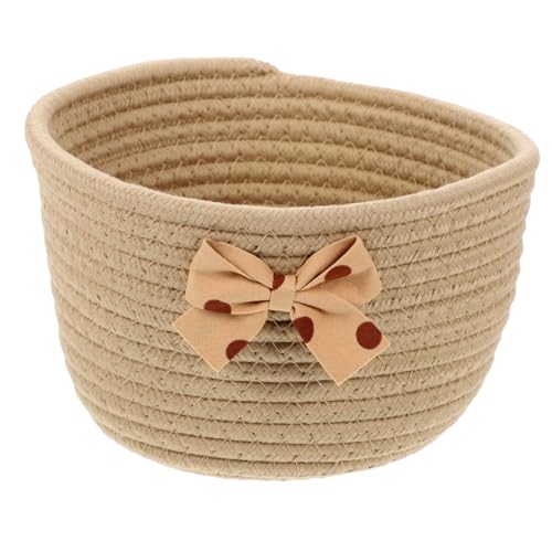 LRXIYODE Geflochtener Aufbewahrungskorb aus Baumwollseil mit Schleifendekor Kleiner Organizer für Schreibtisch und Regal Multifunktionaler Aufbewahrungskorb für Snacks Kosmetik und LRXIYODE Geflochtener Aufbewahrungskorb aus Baumwollseil mit Schleifendekor Kleiner Organizer für Schreibtisch und Regal Multifunktionaler Aufbewahrungskorb für Snacks Kosmetik und von LRXIYODE