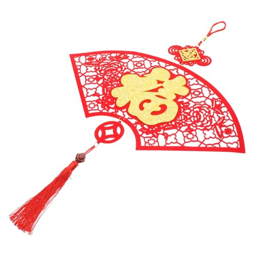 LRXIYODE Hängende Neujahrsdekoration im Fächerdesign aus Hochwertigem Vliesstoff Feng Shui Glückszeichen für Festliches Zuhause für Chinesische Neujahrsfest von LRXIYODE