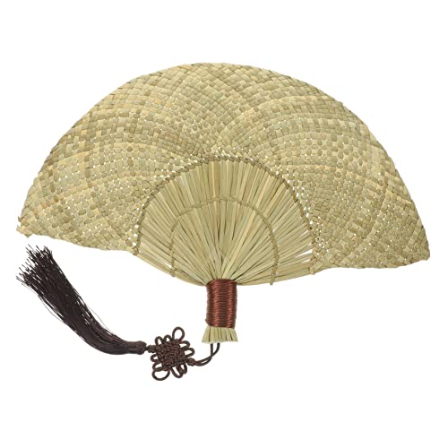 LRXIYODE Handgefertigter Strohfächer Vintage Design Handgewebt Natürlicher Sommerfächer für Dekoration und Erfrischung im Freien von LRXIYODE