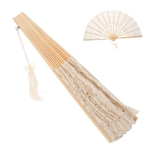 LRXIYODE Handheld Lace Fan Eleganter Faltfächer mit Spitzenverzierung Tragbar für Hochzeiten Partys Tanz und Fotografie Dekorativer Fächer Vintage von LRXIYODE