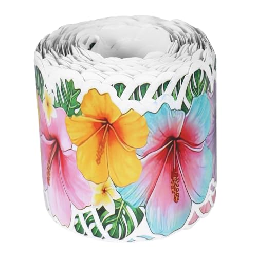 LRXIYODE Klassenzimmer Pinnwand Bordüre mit Blumen und Blattmustern Boho und Tropischer Stil Selbstklebendes Dekorpapier für Frühling und Sommer Vielseitige Anwendung für Schulräume von LRXIYODE