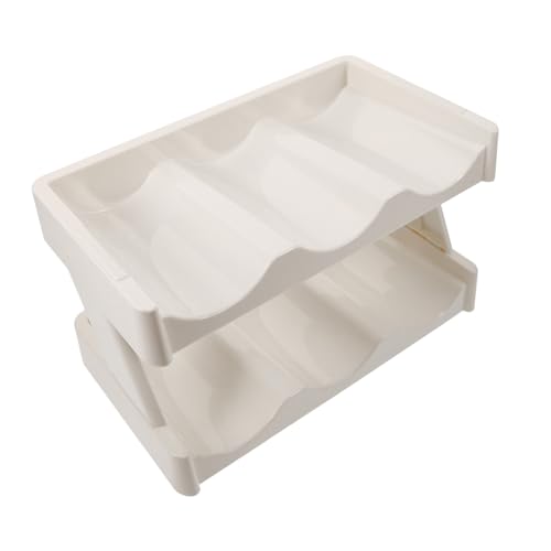 LRXIYODE Kompakter Wasserflaschen Organizer mit Zwei Eleganter Aufbewahrungsrack für Tassen und Flaschen für Küche und Schrank Schickes Design Elfenbeinweiß von LRXIYODE