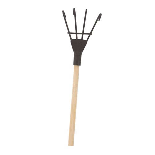 LRXIYODE Mini Miniatur Eisenrechen Gartendeko DIY Modell Werkzeug Eisen Holzgriff Glatt Poliert Praktisches Zubehör für Kreative Heimdekoration Geschenk von LRXIYODE