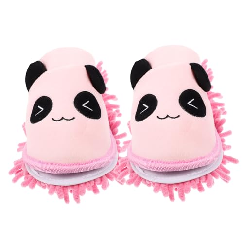 LRXIYODE Mop Hausschuhe aus Mikrofaser für Bodenreinigung Wiederverwendbare Putzschuhe Geeignet für Küche Bad und Büro Staubabsorbierend und Waschbar Panda Design von LRXIYODE