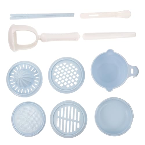LRXIYODE Nahrungsmühle mit Schüsselset Babynahrungsprozessor Tragbarer Brei Stampfer für Obst und Reis Freie Materialien Abnehmbares Design Eisblau von LRXIYODE
