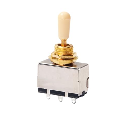 LRXIYODE Pickup Selector Kippschalter Gitarrenschalter mit Gelbem Kunststoffknopf und Goldfarbenem Kopf Positionen Geschlossener Box Schalter für Gitarren und Kunststoffmaterial von LRXIYODE