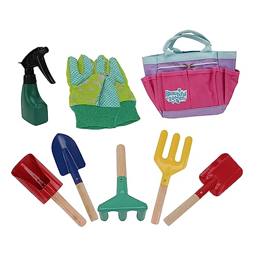 LRXIYODE Teiliges Gartenset mit Stabilen Holzgriffen Schaufel Rechen und Forke Buntes Pflanzwerkzeug für Kleine Robust und rutschfest für Garten und Strandspaß von LRXIYODE
